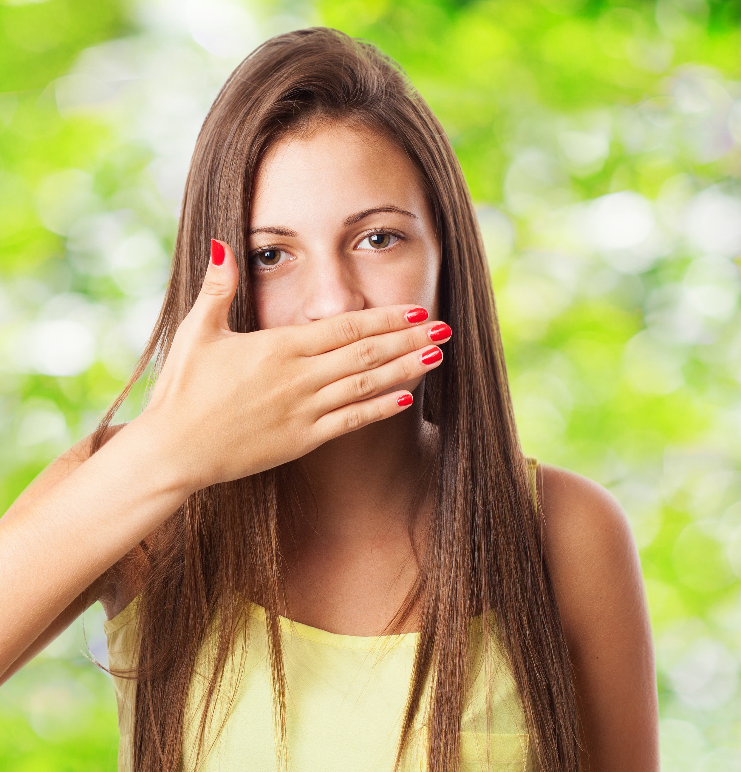 portrait of young pretty woman doing a censure gesture